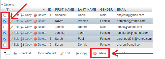 Delete All Rows From Table Mysql Php